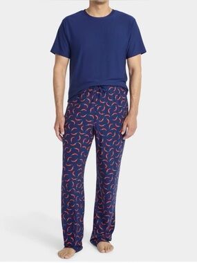 Fox + Badger NWT Men’s Size Medium Navy Blue Chilli Pepper Two Piece Pajamas
